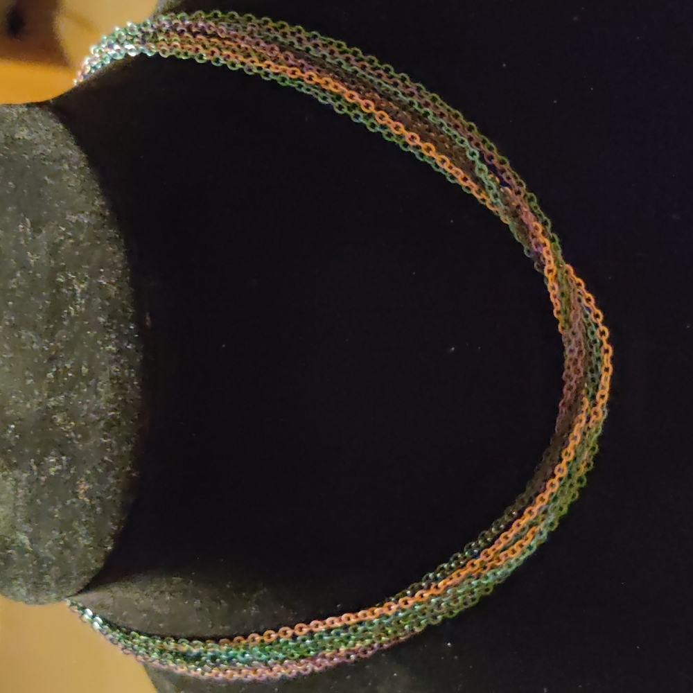 MULTILAYER MULTICOLOR 16" SILVER TONE NECKLACE